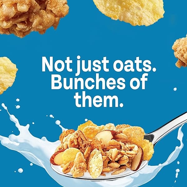 HONEY BUNCHES OF OATS WITH ALMONDS BREAKFAST CEREAL, ALMOND CEREAL WITH OATS AND GRANOLA CLUSTERS, FAMILY SIZE 18 OZ BOX