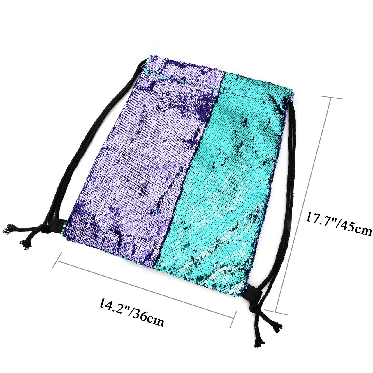 Ayliss Sequin Cinch Sack Drawstring Backpack Reversible Glitter Paillette String Bag for Women/Men/Girls (Blue&Purple)