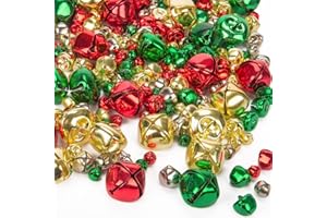 VGOODALL 250 PCS Jingle Bells, Mini Christmas Bells for Crafts Assorted Size for DIY Christmas Ornament Filler