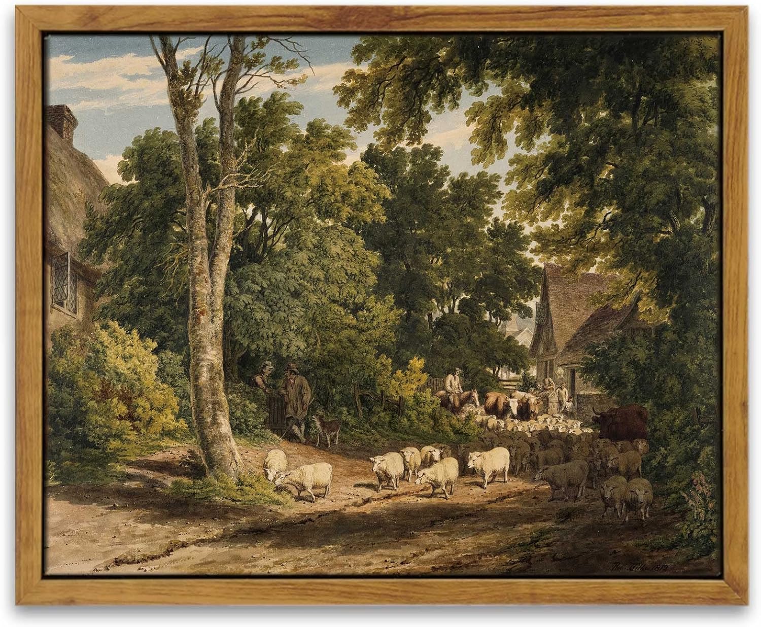 Wall Décor - InSimSea Framed Vintage Wall Art Room Decor Classical Countryside Landscape Watercolor Painting Canvas Prints Wall Art for Living Room Badroom Farmhouse Bathroom Decor 8x10in