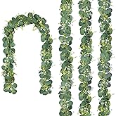 CQURE 4Pcs Eucalyptus Garland,Artificial Eucalyptus Leaves Table Greenery Garland Wreath Vines for Wedding Party Table Fireplace Bedroom Wall Room Decor