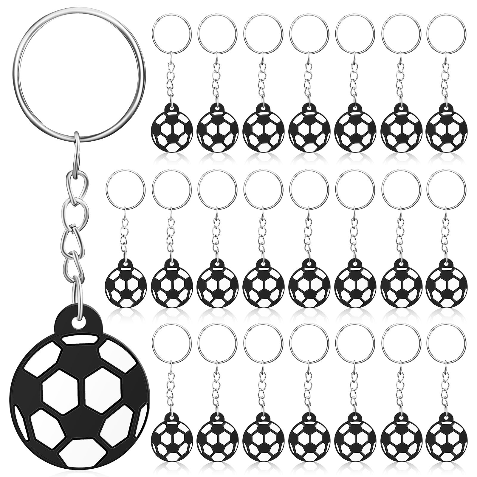 YARNOW 24 Pcs Football Keychains - Pvc and Metal Keyrings for Kids, Party Favors, Carnival Game Rewards, Sport-Themed Decorations