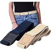 BELTAWAY Easily Adjustable Elastic Flat Buckle No Show Belts for Women – Stretch No Bulge jeans pants