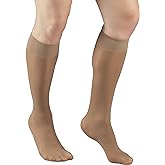 Truform Sheer Compression Stockings, 8-15 mmHg, Women's Knee High Length, 20 Denier, Beige, 2X-Large