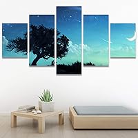 SIGNWIN 5 Panel Canvas Wall Art Astronomy & Space Cosmic Decorative Elements Dramatic Multicolor Photography for Home Decorations Ready to Hang - 60
