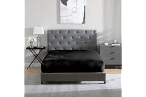 Cathay Home Queen Plush Fur Fitted Sheet - Ultra Soft & Thick Plush Fur - All Season Cozy Warmth - 12" Deep Pocket Fitted Sheet Only (Queen, Black)