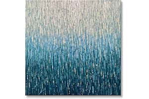 WINPEAK ART Hand Painted Blue Abstract Canvas Wall Art Contemporary Modern Textured Oil Painting for Living Room Bedroom Office Decor