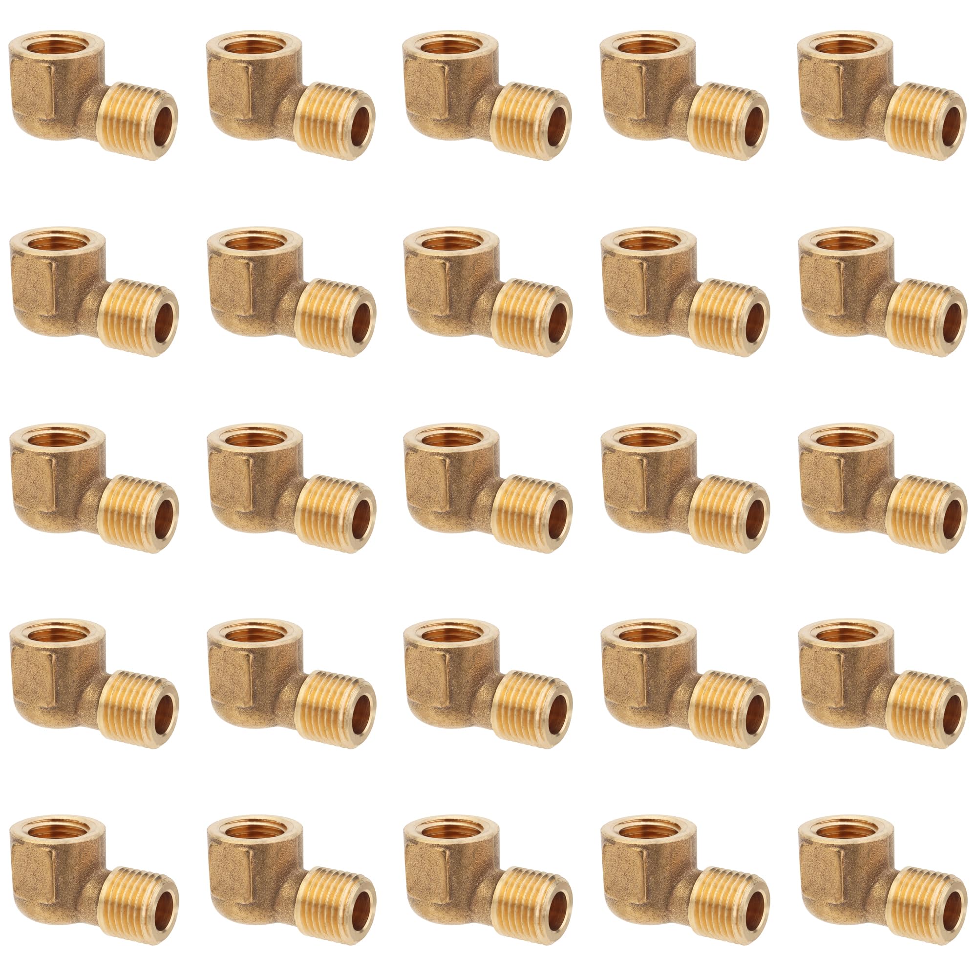 LTWFITTING Brass Pipe 90 Deg 1/4-Inch Male BSPT x 1/4-Inch Female BSPP Street Elbow Forged Fitting Fuel Air Boat (Pack of 25)