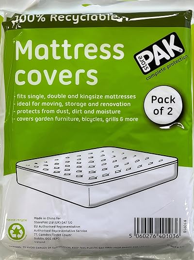 StorePAK 2PK King Size Mattress Cover Bags Moving Storage Waterproof