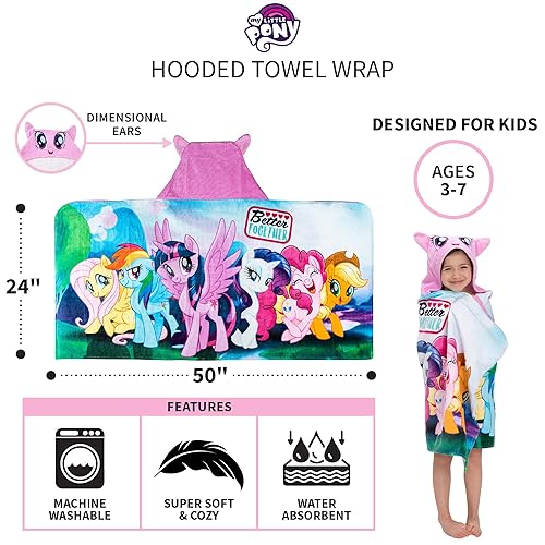 My Little Pony Bath/Pool/Beach Soft Cotton Terry Hooded Towel Wrap