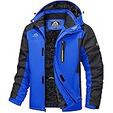 MAGCOMSEN Men's Winter Jacket Ski Snow Waterproof Fleece Coats Snowboard Warm Parka Raincoats with Hood 5 Pockets
