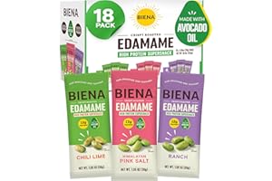 Biena Crispy Roasted Edamame Beans Snack – High Protein Low Carb Snack for Adults & Kids, 12g-13g Protein per Serving - Made w/Avocado Oil – Vegan, Gluten-Free – 18-Pack 1.05oz Variety Pack