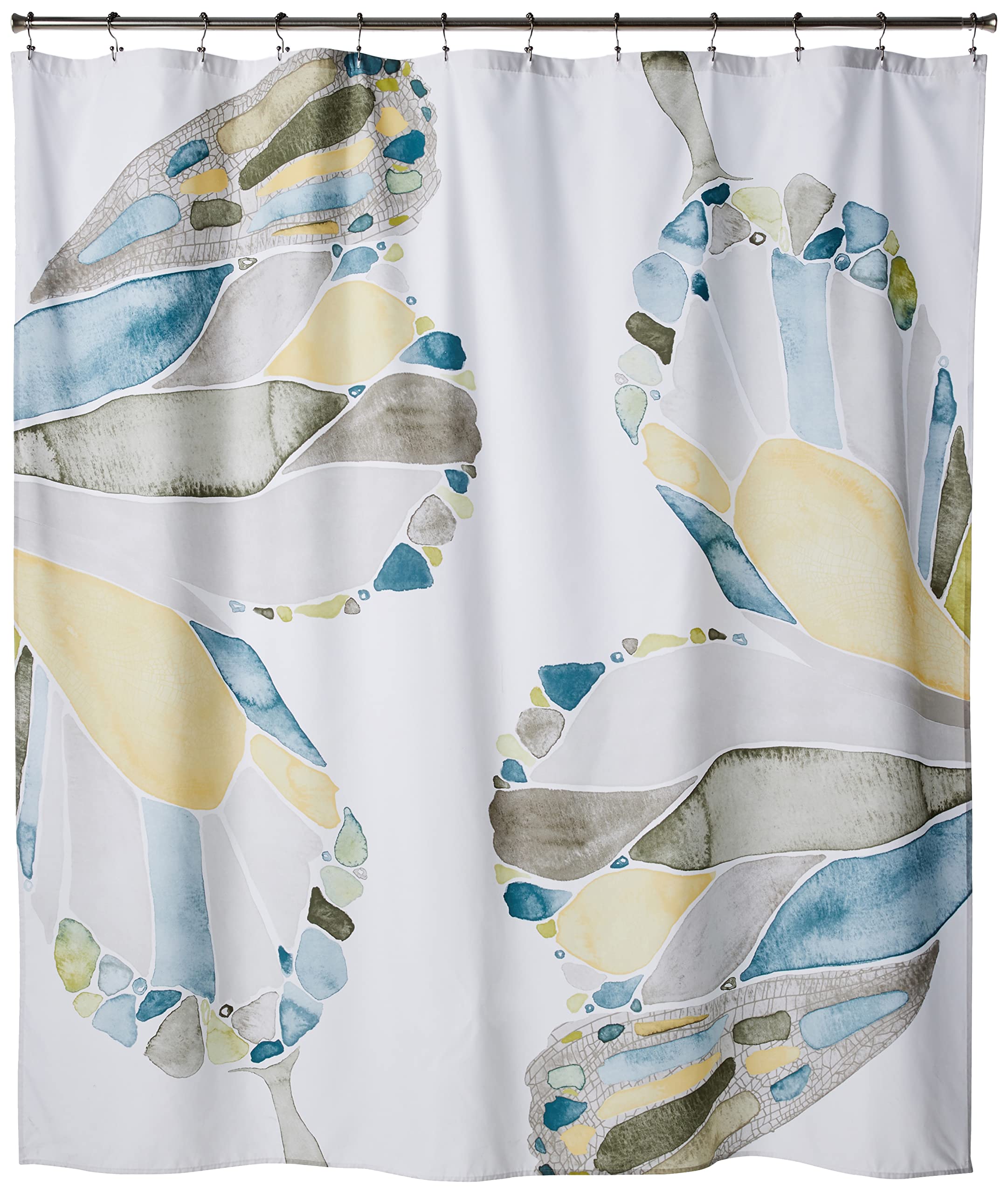 Shell Rummel Shower Curtain, Butterfly Collection, 70" x 72", Yellow