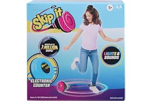 Just Play Skip It Retro Outdoor Toy, Light Up Ball and Digital Counter, Blue, Soft Foam Padded Ankle Ring, 31-inch Long, Screen Free Play, Toys for Kids Ages 5 Up