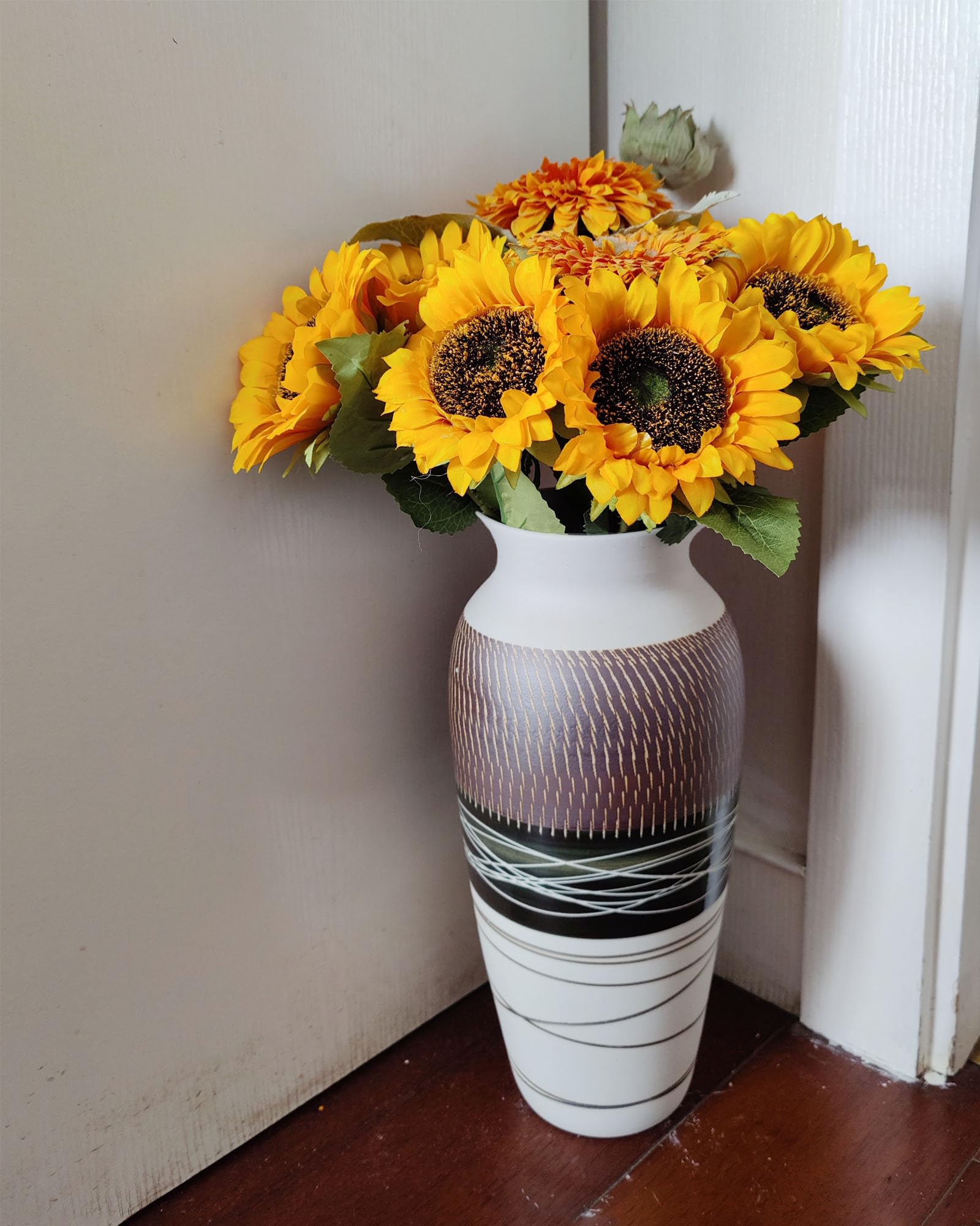 Ceramic Rustic Farmhouse Vase, 12.6" Large Vintage Flower Vase for Home Decor, Tall Boho Textured Vase for Living Room, Table, Mantel, Shelf and Centerpieces Decor and Housewarming - Image 6