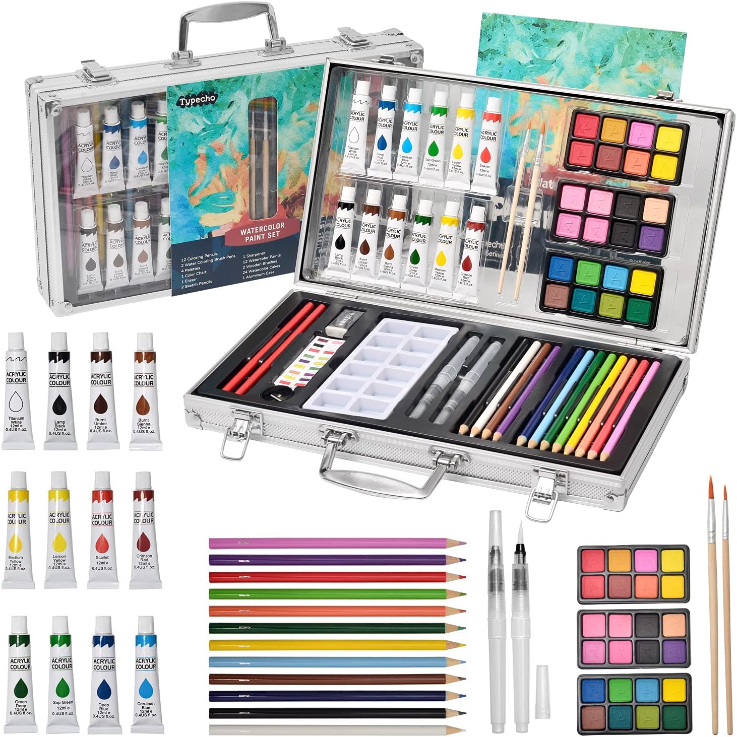 Watercolor Paint Set for Kids,Portable Artist Painting Kit with 24