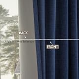 CUCRAF 100% Blackout Curtains 46x90 Inch Two Panels Blue Linen Look view 3