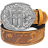 TOPACC Western Belts for Men Woman Western Belt Buckle Cowgirl Cowboy Leather Country Belt for Jeans Pants Gift