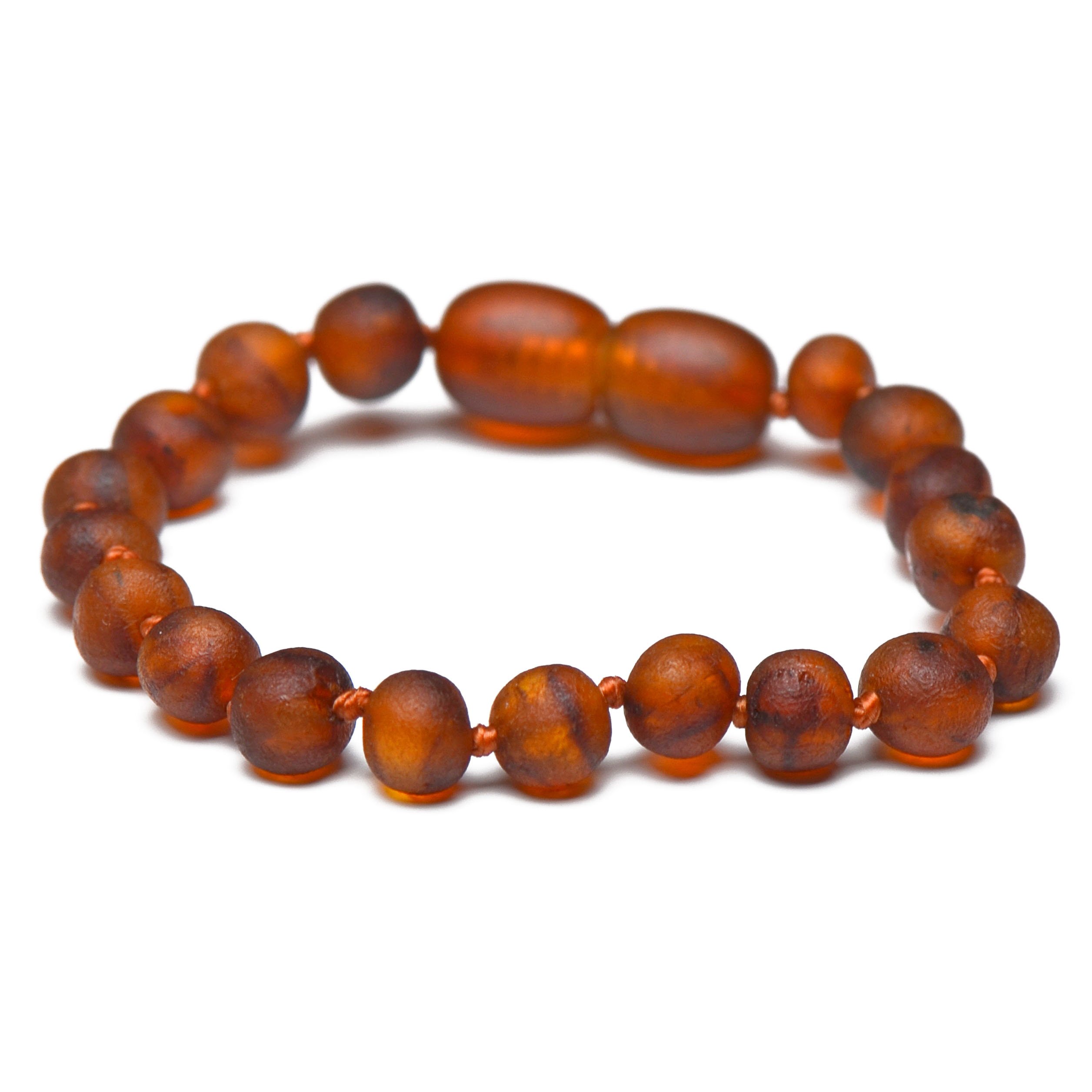 Baltic Amber Bracelet - Anklet - Safety Knotted - Handmade Jewelry - Cognac Beads - 16 cm