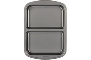 GoodCook Everyday Divided Baking Pan 1.5-Inch Deep 2-Section Non-Stick Scratch-Resistant Carbon Steel Construction for Meal P