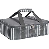 Fun Elements Casserole Carrier for Hot or Cold Food, Insulated Casserole Dish Carrier, Thermal Lasagna Lugger Tote for Potluck Parties/Picnic/Cookouts, Fits 9"×13" Baking Dish, Grey
