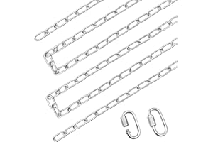 Amadget 304 Stainless Steel Chain with 2 Pcs Chain Link Connectors, 10 Feet 1/8 inch Thickness Heavy Duty Metal Chain Hardware Cable for Home and Outdoor Decoration Lights Chandelier Plants Fence