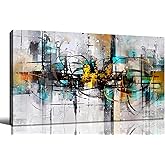 SIXTTART Abstract Wall Art for Living Room - Black and White Canvas Wall Art for Bedroom Ready to Hang Size 20" x 40"