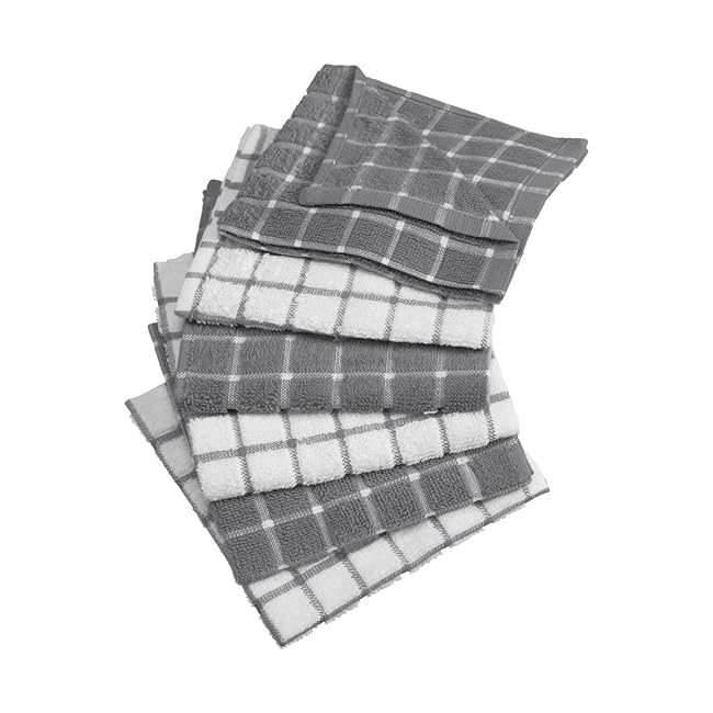 DII Cotton Terry Windowpane Dish Cloths, 12 x ...