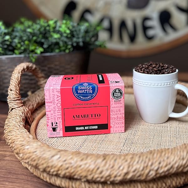 AMARETTO DECAF COFFEE PODS BY COFFEE BEANERY | 12CT MEDIUM ROAST ARBICA COFFEE