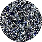 90g Mix Glass Seed Tube Bugle Spacer Beads, 3000pcs Multi Size 1.5-4.5mm Glass Beads Kit for Jewelry Making DIY Craft Bracelets Necklace Earring Making (Gun Black Series)
