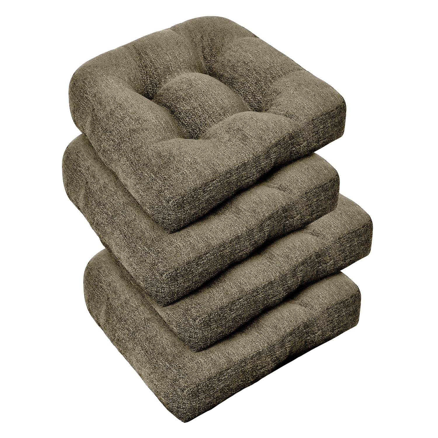 Photo 1 of **MISSING 2 ** downluxe Chair Cushions for Dining Chairs 4 Pack, Tufted Indoor Chair Pads with Non-Slip Bottom, U-Shaped Kitchen Chair Cushions, 17"x17"x4", Coffee