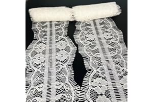 ELLA MAMA White Embroidery lace Trim, lace Ribbon, 20 Yards with 4 Patterns, Socallop Edge (5 Yards per Pattern) lace Fabric for Garment Sewing, DIY Craft, Home Decor, DIY Arts and Craft. (Pattern H)