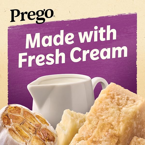 PREGO ALFREDO PASTA SAUCE WITH ROASTED GARLIC AND PARMESAN CHEESE, 14.5 OZ JAR