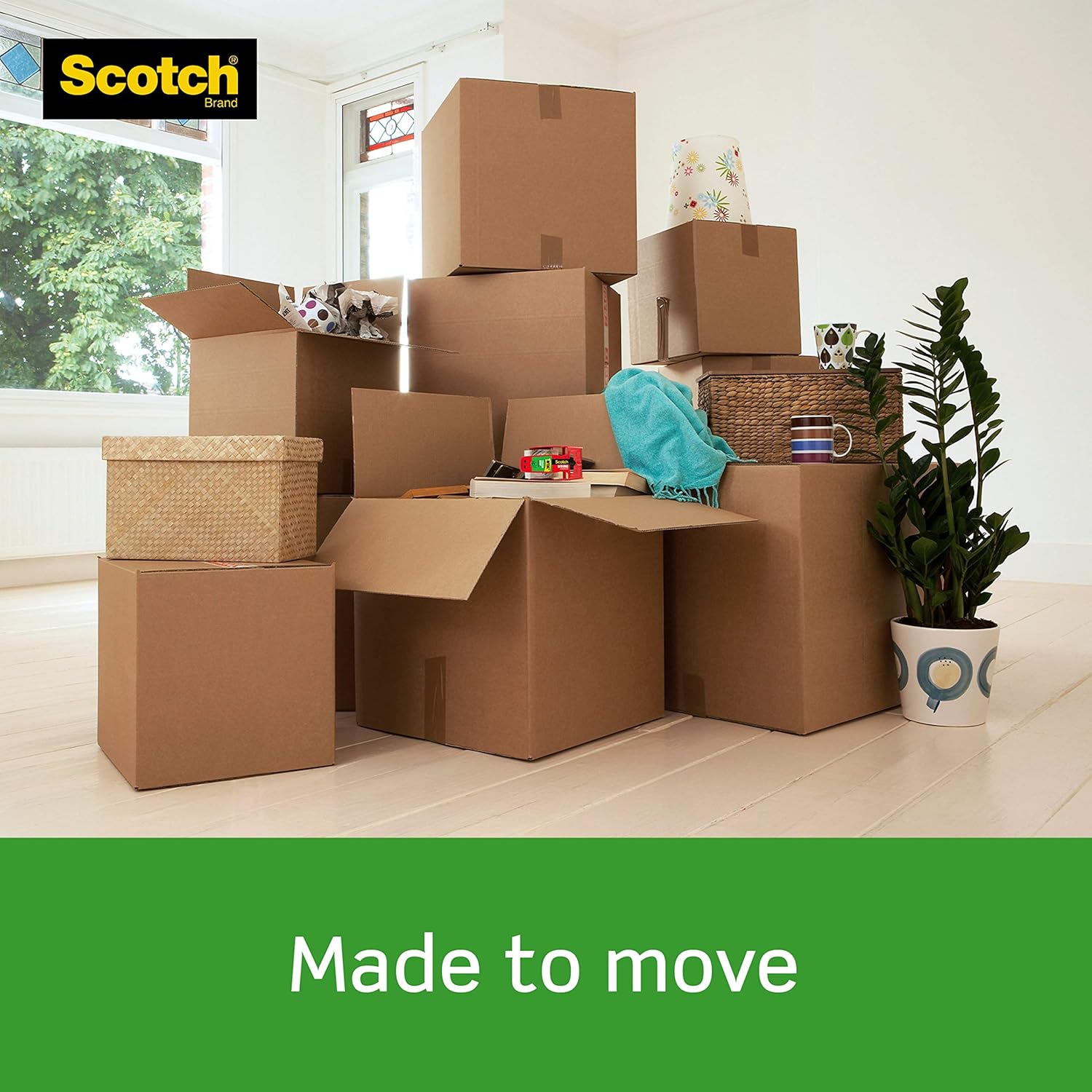 Scotch Tough Grip Shipping Packaging Tape, 6 Rolls with Dispenser, 1.88" x 22.2 Yards, 1.5" Core, Great for Packing, Shipping & Moving, Clear (150-6) : Office Products
