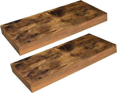 HOOBRO Floating Shelves Set of 2 40 cm Wall Mounted Rustic Brown EBF40BJ01