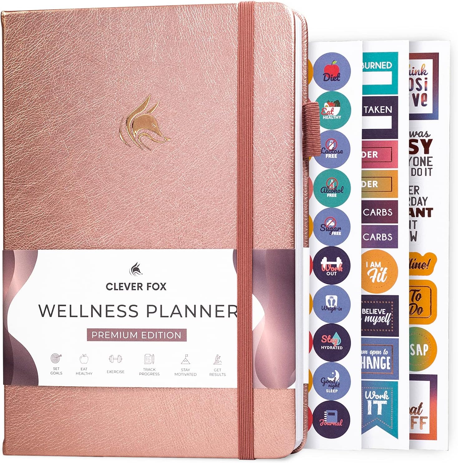Clever Fox Wellness Journal - Weekly & Daily Health and Wellness Log, Food Journal & Meal Planner Diary for Calorie Counting, Notebook for Medical Condition Tracking, A5-Sized - Rose Gold : Office Products