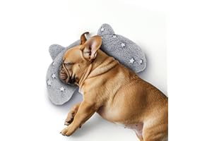 POMESEA Glow in The Dark Soft Pillow for Medium Dogs, U-Shaped Pillow for Cats & Dogs, Machine Washable Dog Toy & Gift (Glow Grey, M)