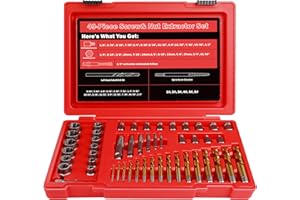UYECOVE 53 Pcs Spiral Screw Extractor Bolt Extractor Set, 6542/4341 HSS Left Hand Drill Bit Set, Easy Out Bolt Extractor Set Multi-Spline Stripped Bolt Remover for Broken Rusted Nuts Bolts Screw