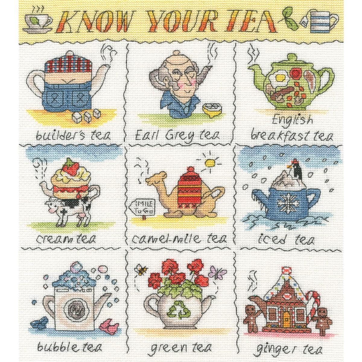 Bothy Threads Counted Cross Stitch Kit - Know Your Tea