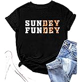 Game Day Shirt Women Sundey Fundey Tshirt Football Season Tee Sunday Funday Shirt Causal Short Sleeve Tops