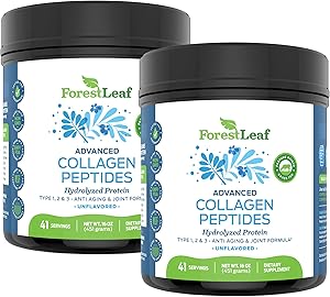 Advanced Hydrolyzed Collagen Peptides – Unflavored Protein Powder - Mixes Into Drinks and Food - Pasture Raised, Grass Fed - for Paleo and Keto; Joints and Bones - 41 Servings - by ForestLeaf