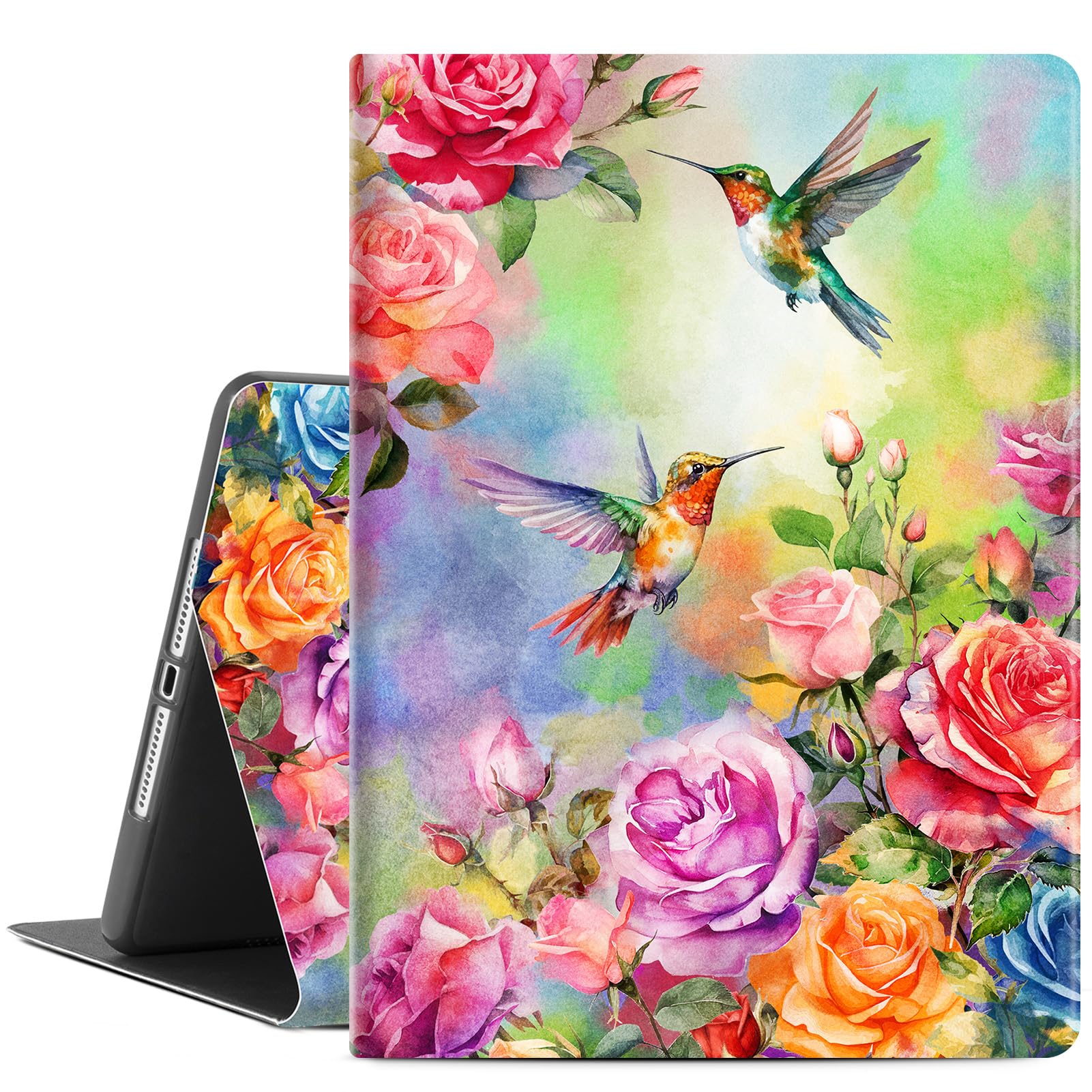 Photo 1 of Lokigo IPad Air 2 Case for iPad 6th/5th Generation, 9.7 inch 2018 2017 iPadCase Multi-Angle Viewing iPad Cover 6th Generation, Hummingbird Floral