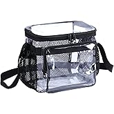 BORMELUN Stadium Approved Clear Lunch Bag - Heavy Duty Medium Transparent Box for Work Correctional Officers Men & Women (black)