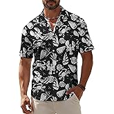 KYKU Men's Hawaiian Shirt Short Sleeve Button Down Casual Tropical Summer Beach Vacation Shirts with Pocket