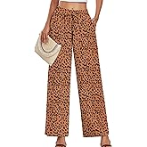 YVH Women's Casual Pants Loose Fit Palazzo Pant Elastic Waist Drawstring Tie Knot Trousers with Pockets