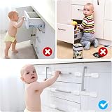 ECHOCUBE Cupboard Locks 10 Pack Adjustable Baby Proof Cabinet Locks White view 3