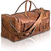 Leather Duffel Bag 32 inch Large Travel Bag Gym Sports Overnight Weekender Bag by Komal s Passion Leather (30 inch)