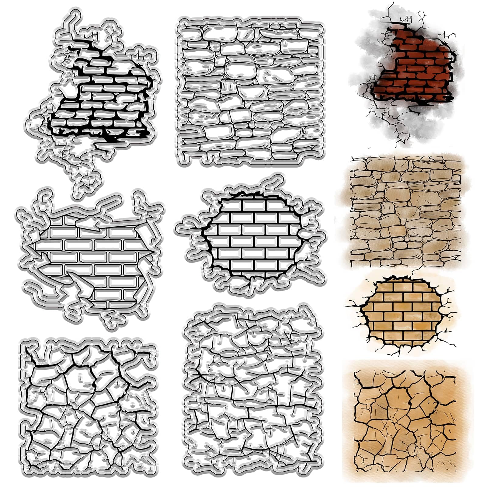 CRASPIRE Brick Wall Background Clear Rubber Stamps Shattered Fold Texture Vintage Transparent Silicone Stamp Seals for Journaling Card Making Handmade Photo Album Notebook Decor DIY Scrapbooking