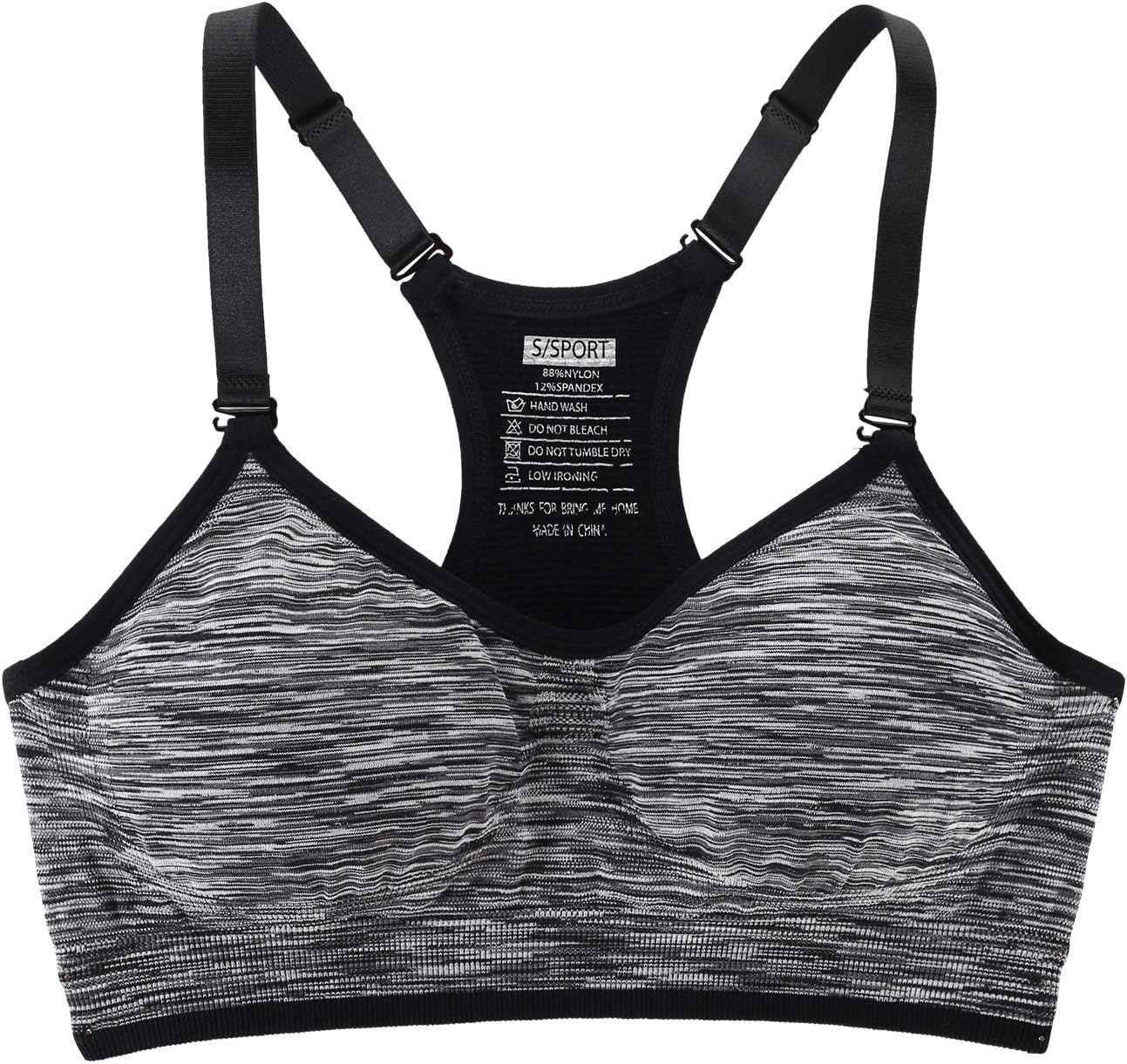 Peachat Sports Bra for Women Yoga Bra Light Support Mixed Color Adjustable Straps Padded Seamless Racerback
