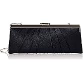 Jessica McClintock Blaire Women's Satin Frame Evening Clutch Bag Purse with Shoulder Chain Included | Satin, Frame, Evening